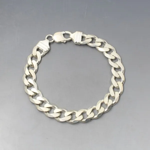 Solid Silver Curb Bracelet - 45 Grams